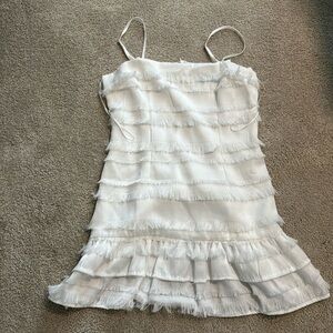 PRINCESS POLLY, white fringed mini dress